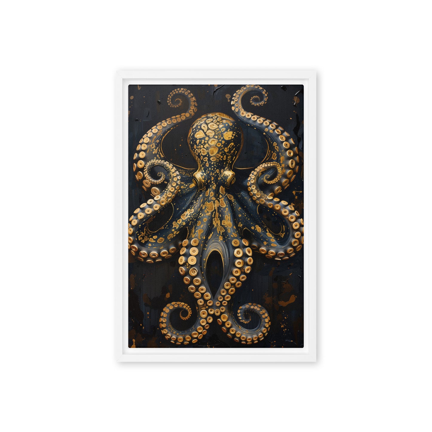Majestic Golden Octopus Framed Canvas