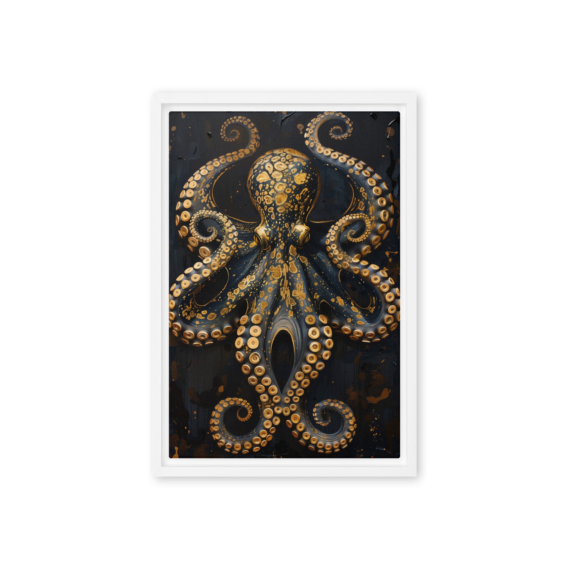 Majestic Golden Octopus Framed Canvas