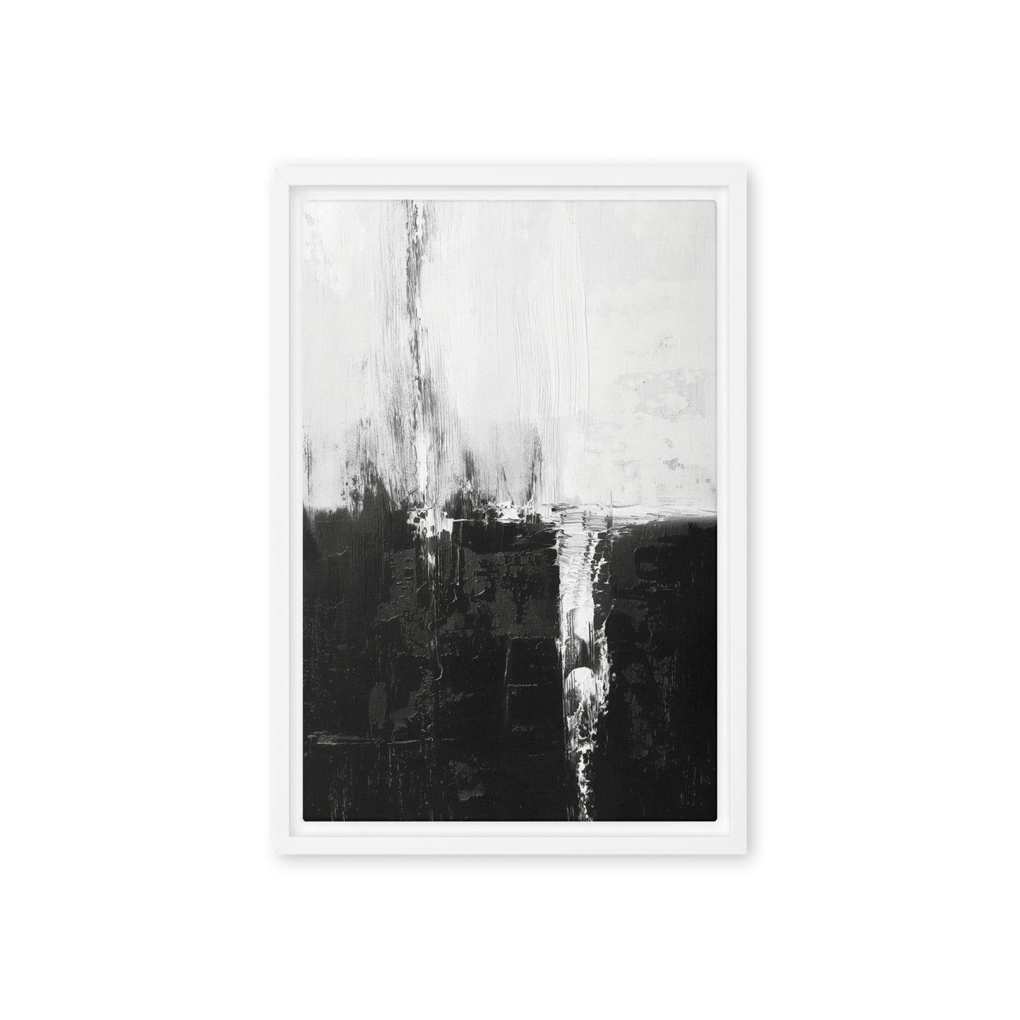 Black White Abstract Art Framed Canvas