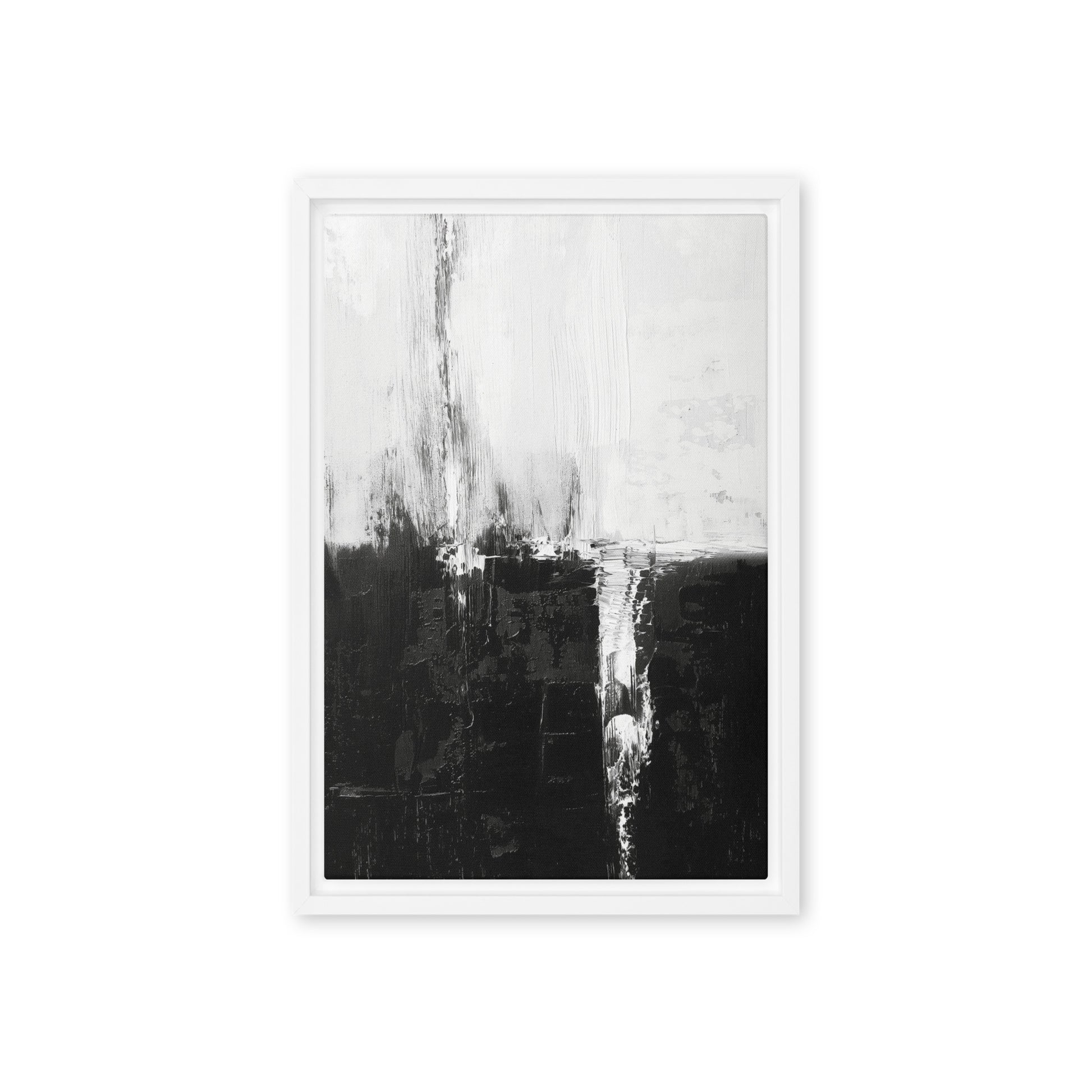 Black White Abstract Art Framed Canvas