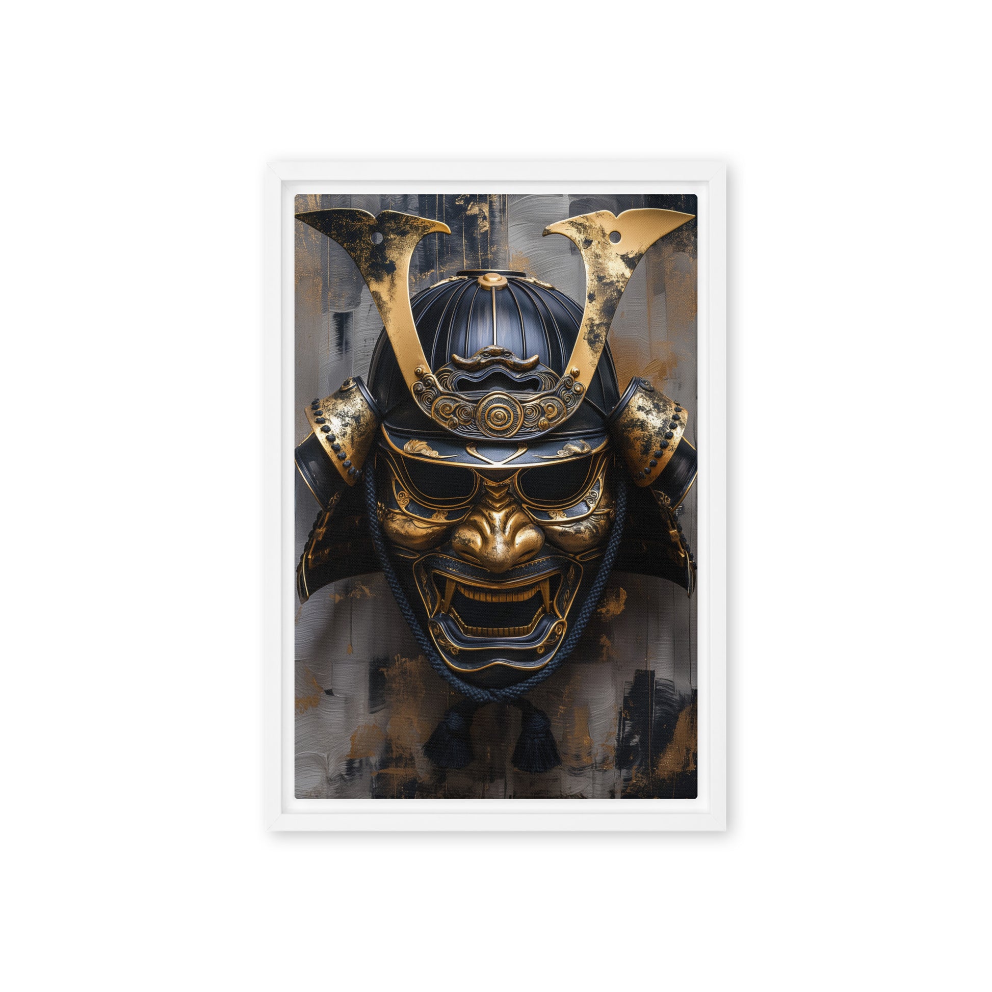Samurai Mask Japanese Art Framed Canvas