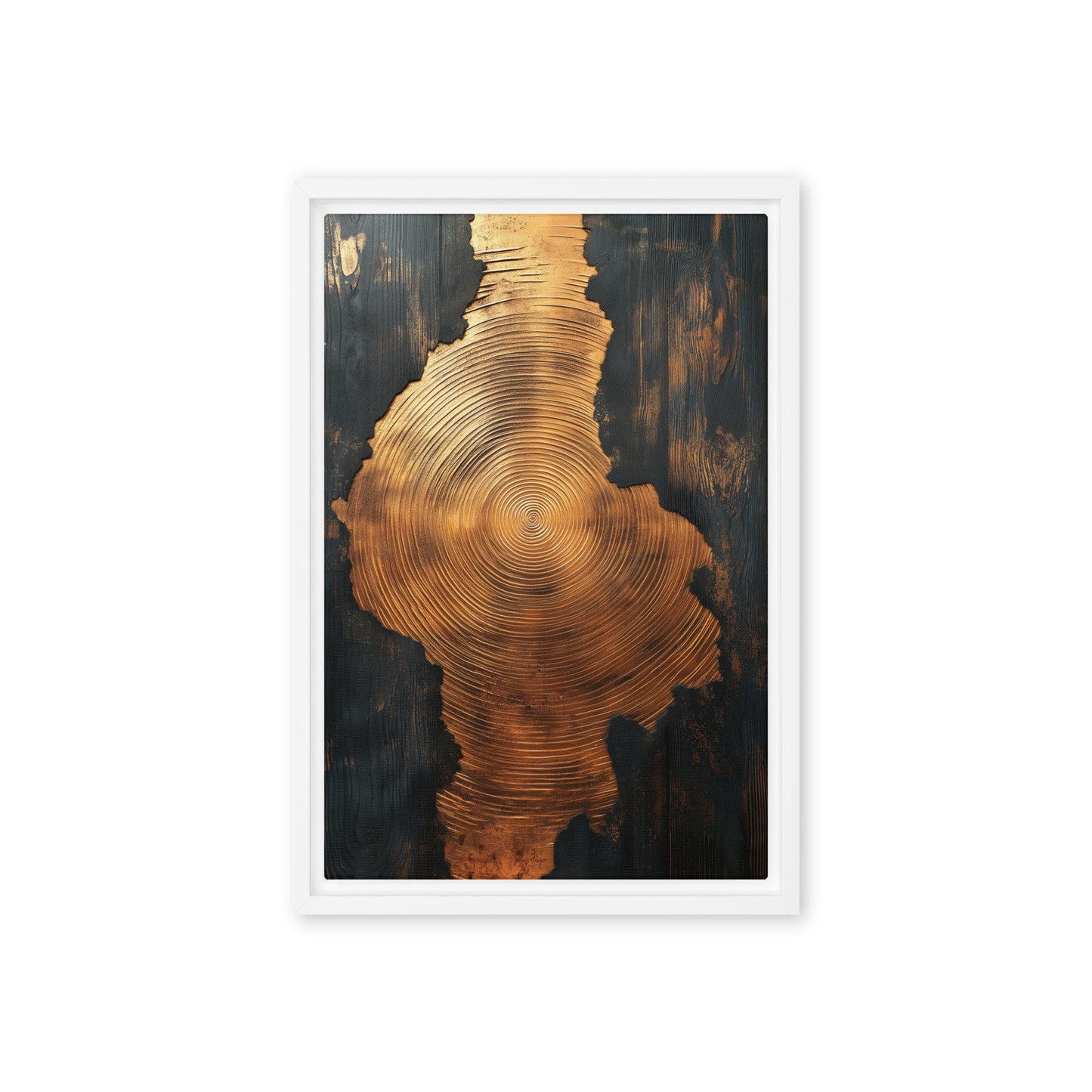 Golden Spiral Wood Art Framed Canvas