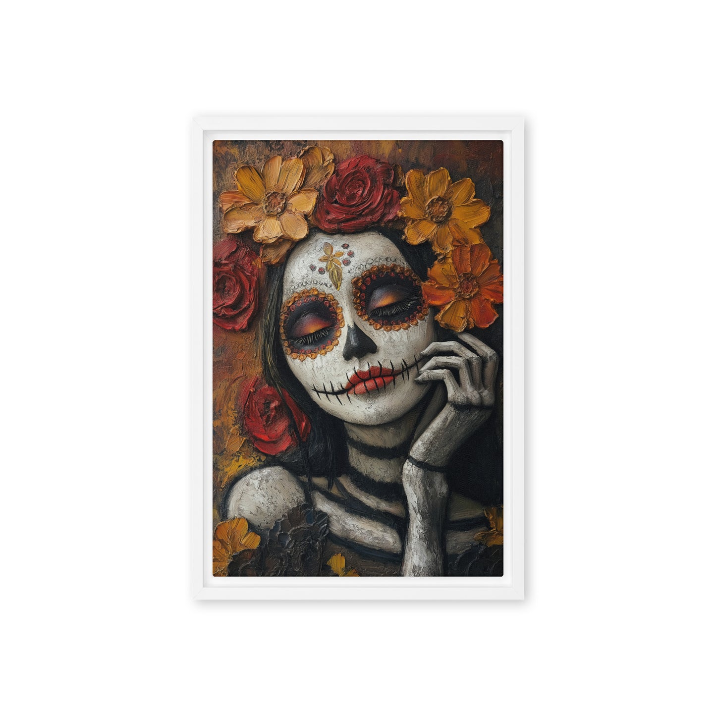 Day of the Dead Mexico Modern Art Framed Canvas