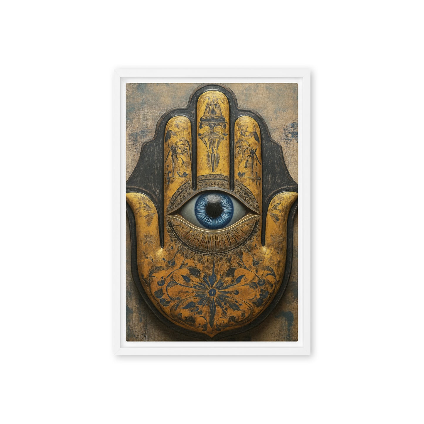 Hamsa Hand Religious Art Framed Canvas