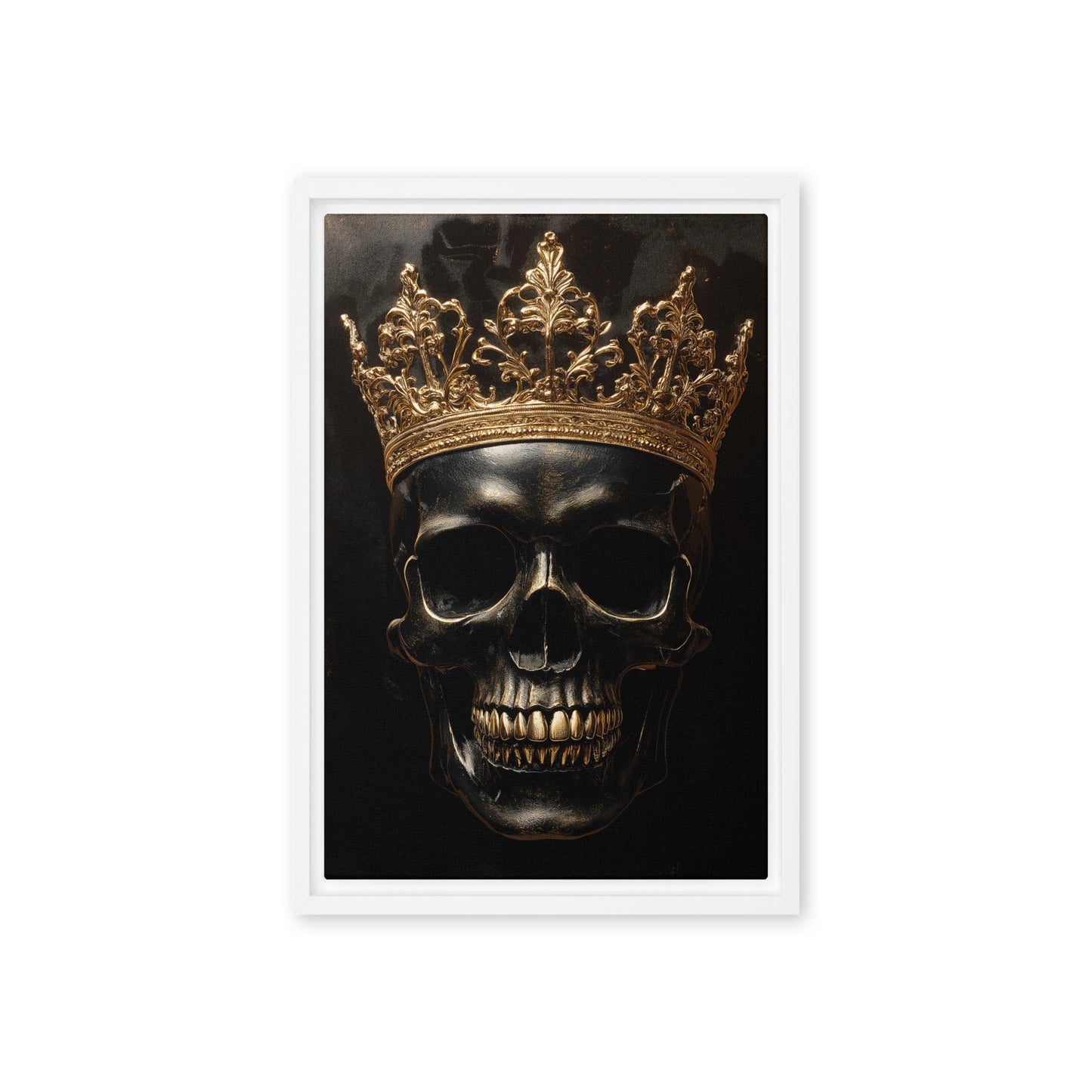 Skull with Golden Crown Gothic Art Framed Canvas