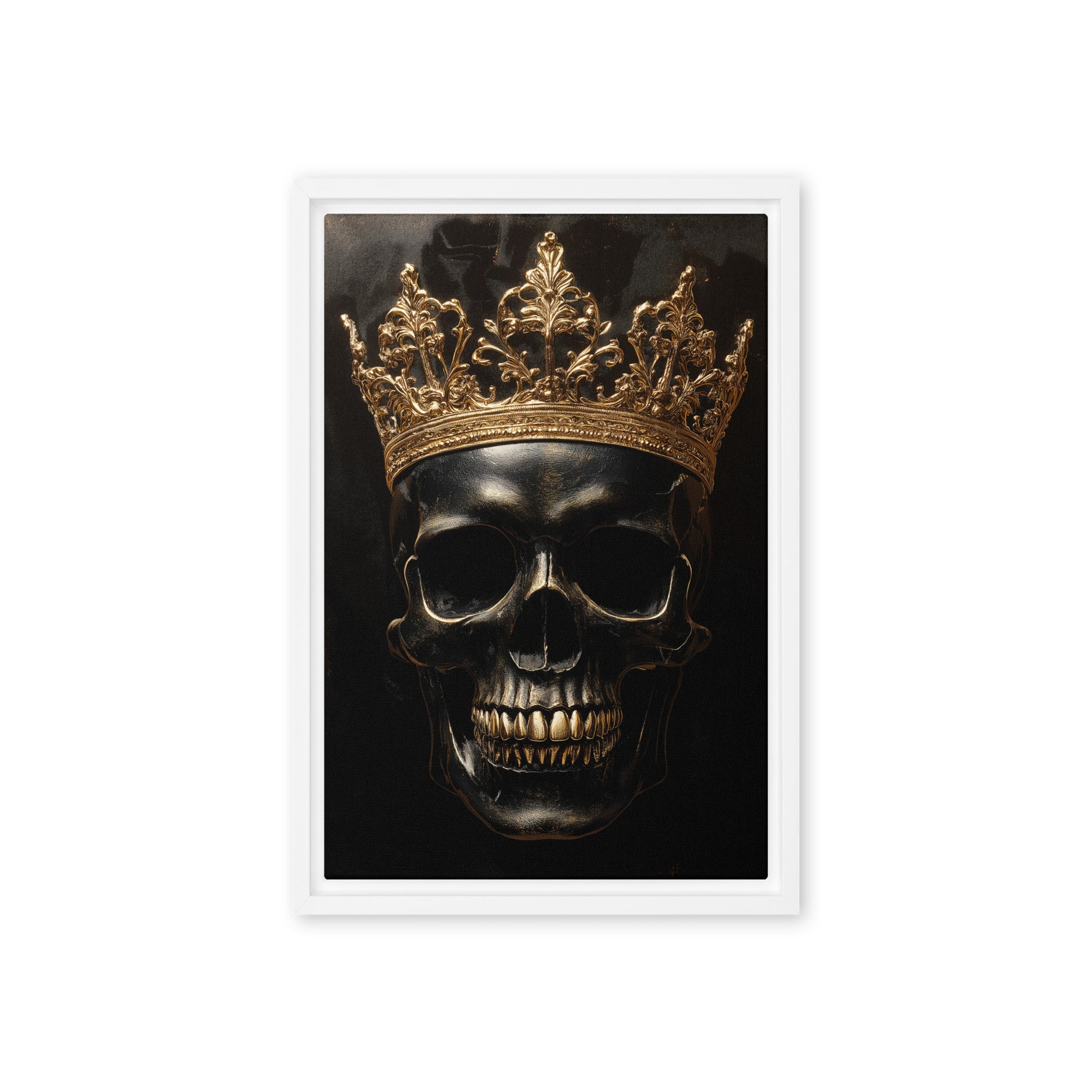 Skull with Golden Crown Gothic Art Framed Canvas