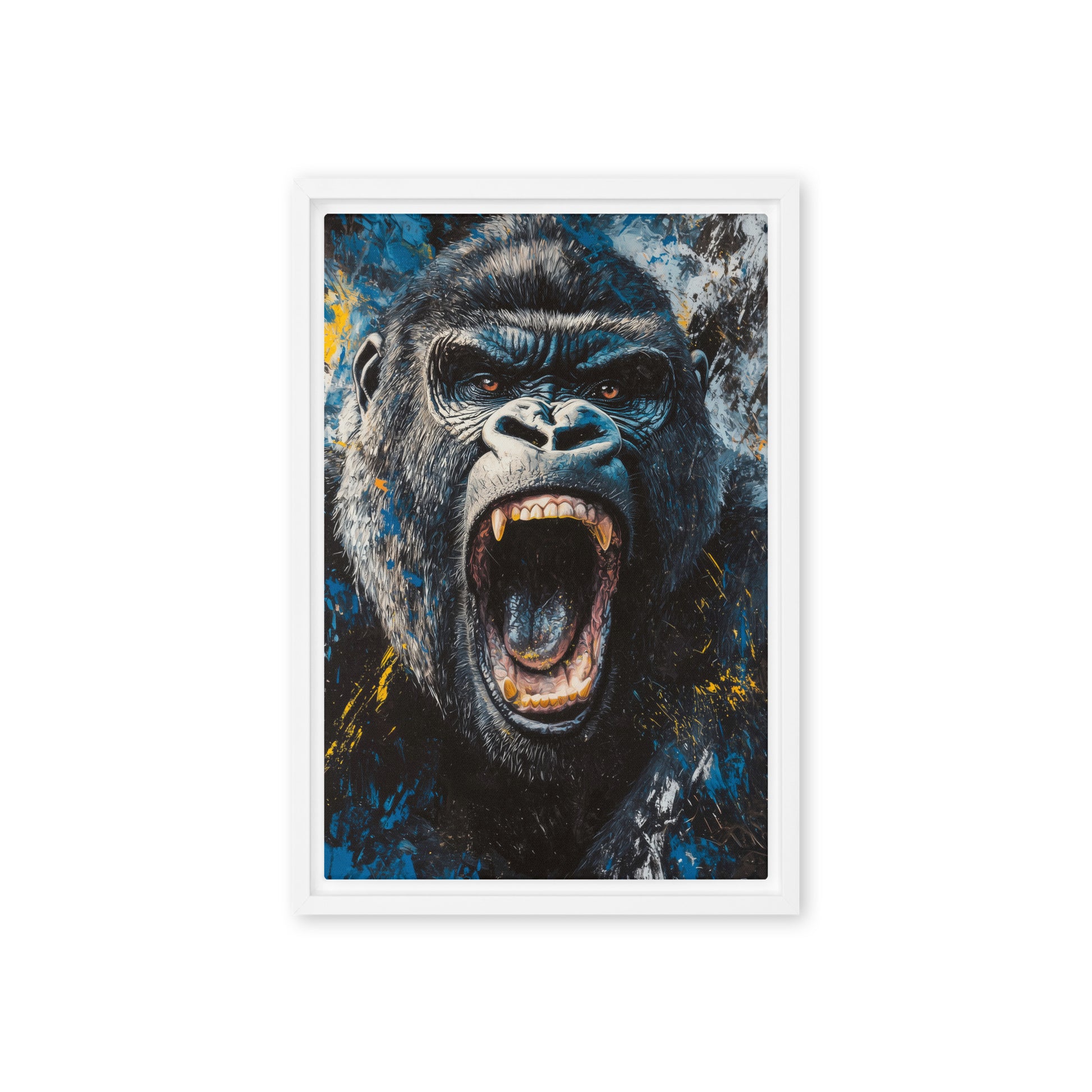 Roaring Gorilla Modern Art Framed Canvas