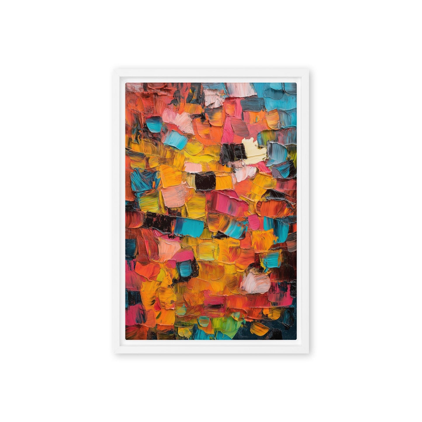 Colorful Impasto Art Framed Canvas
