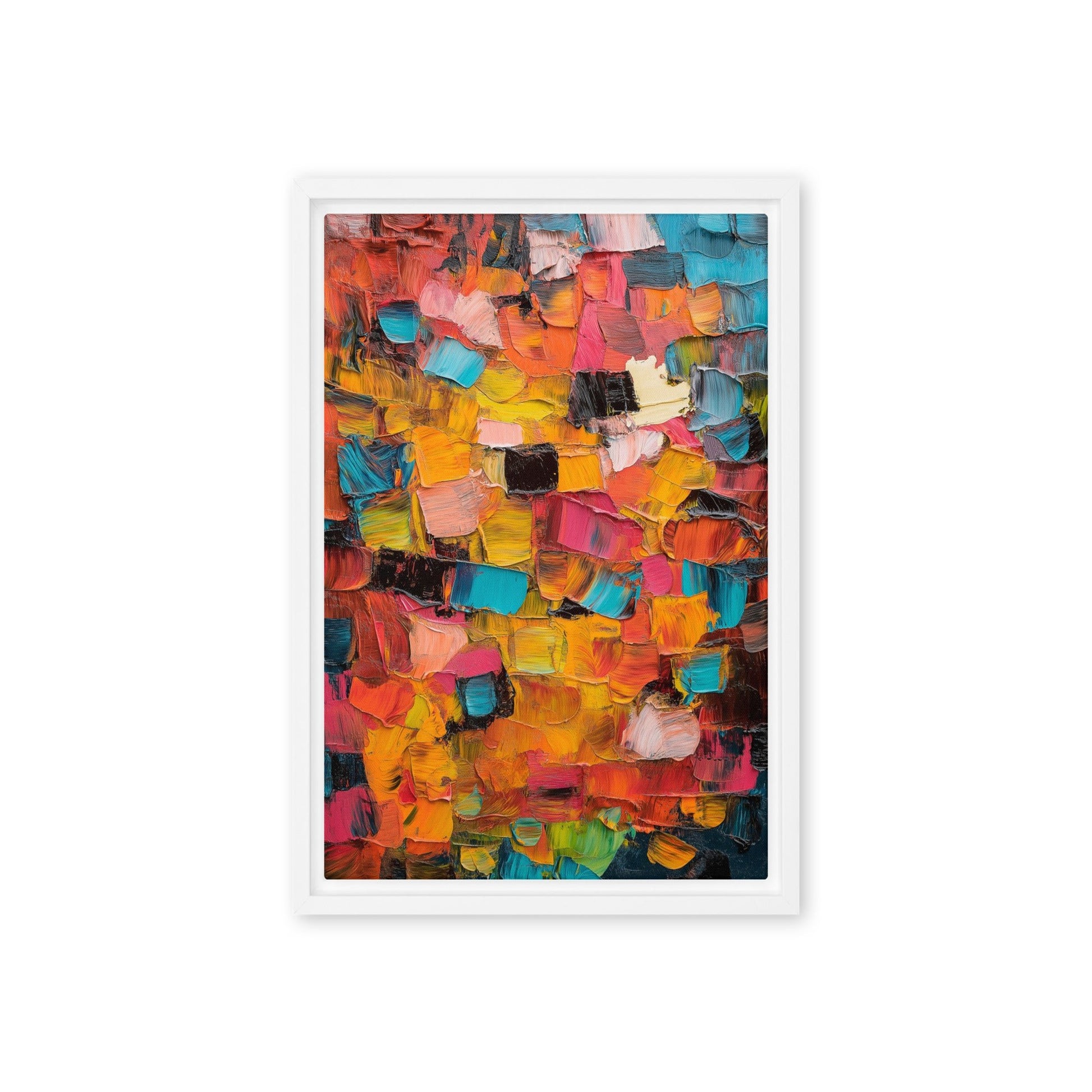 Colorful Impasto Art Framed Canvas