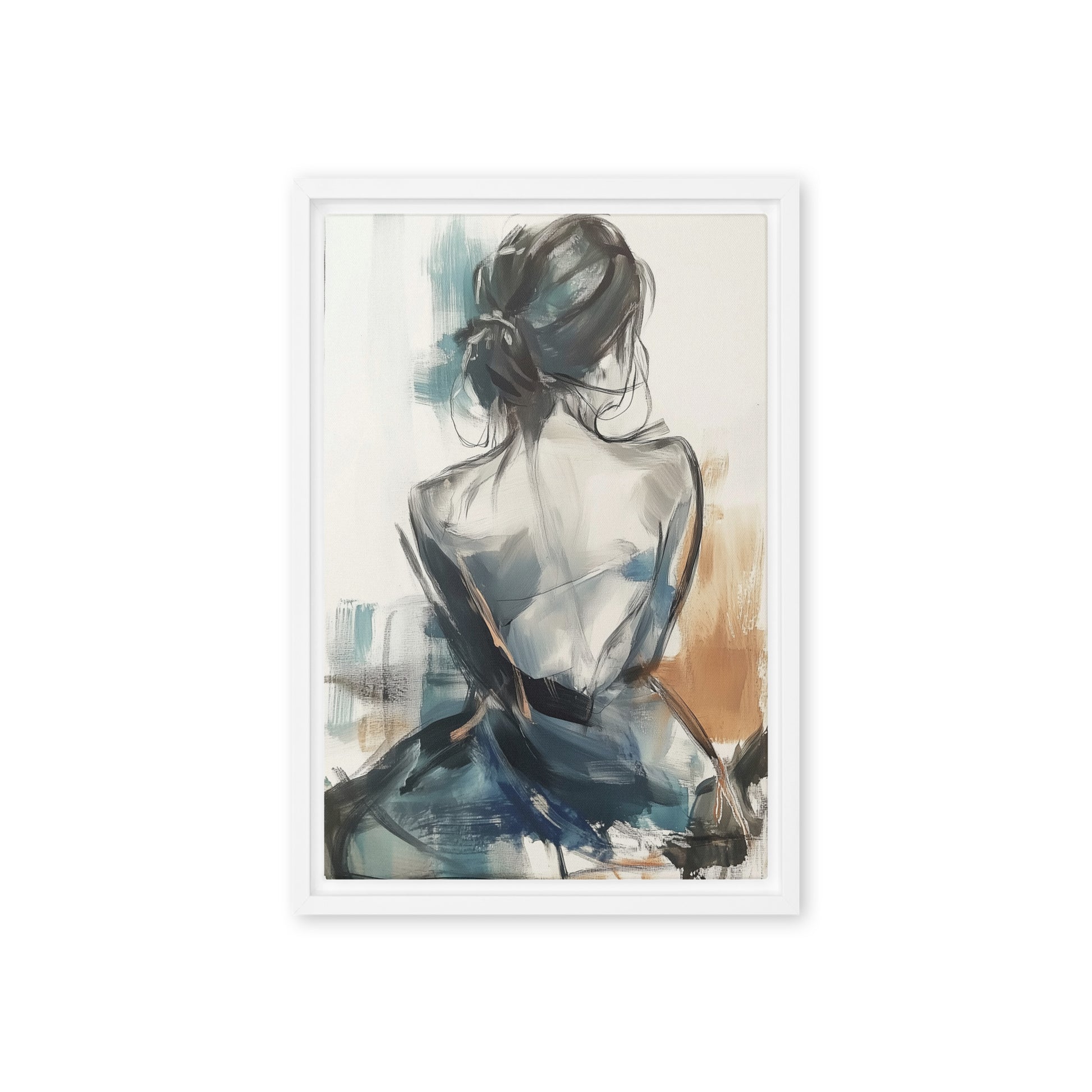 Woman Line & Watercolor Art Framed Canvas