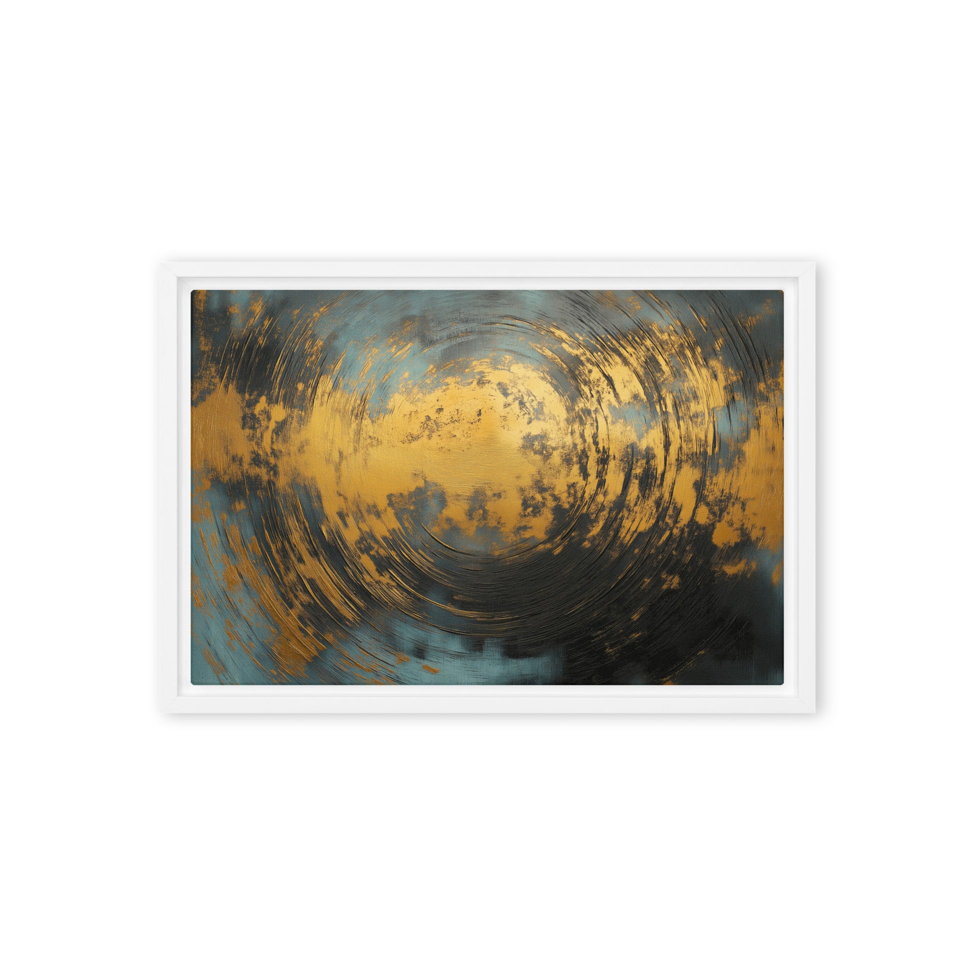 Teal & Gold Abstract Art Framed Canvas