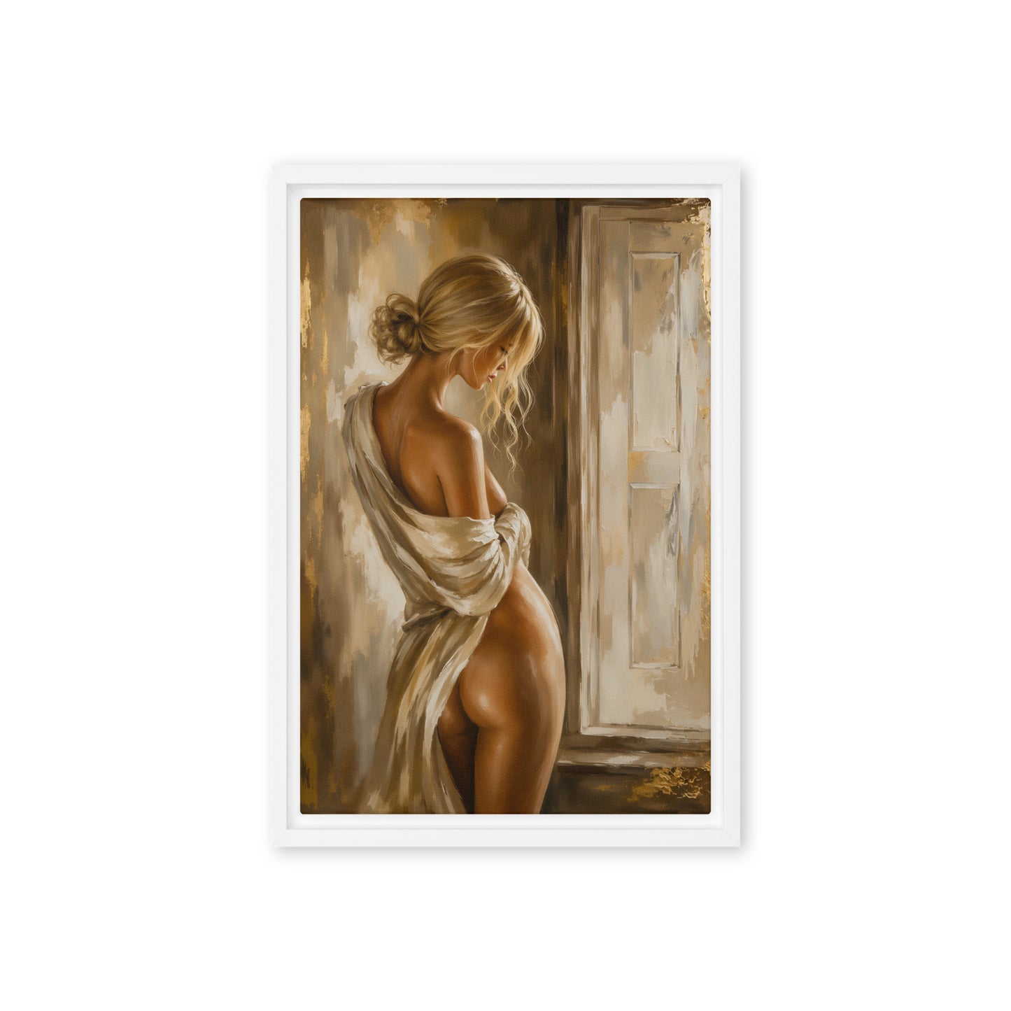 Blonde Woman Sensual Art Framed Canvas - PaintFu