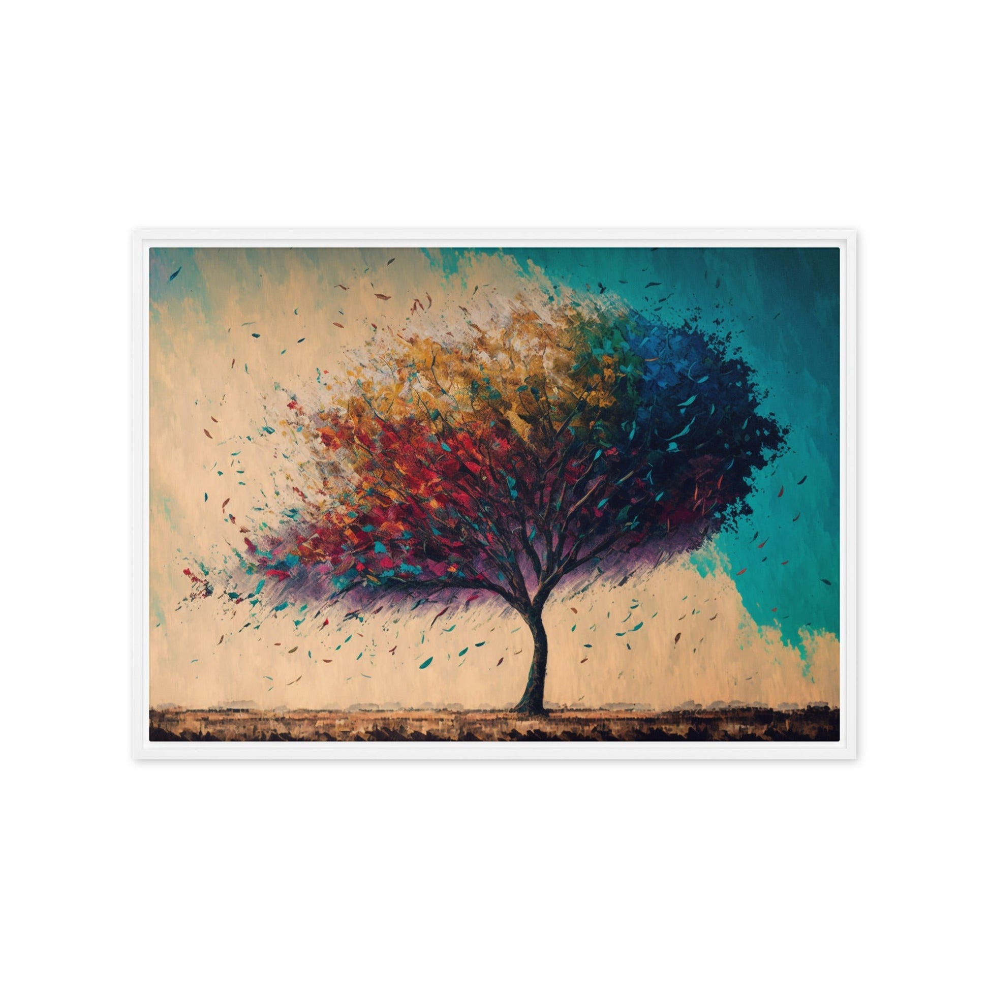 Colorful Tree Modern Art Framed Canvas