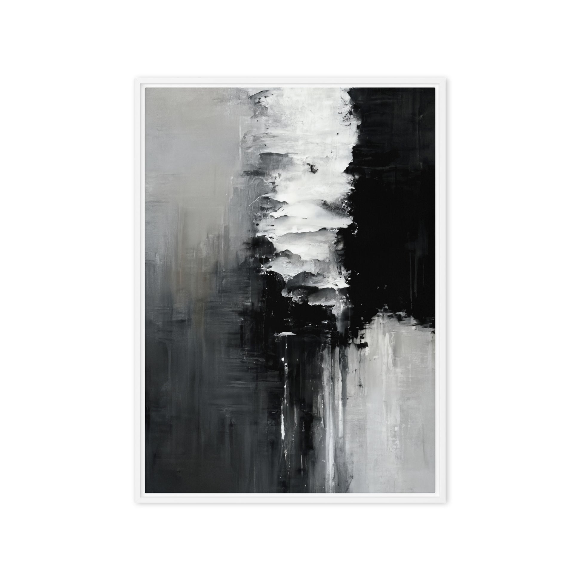 Black White Abstract Art Framed Canvas
