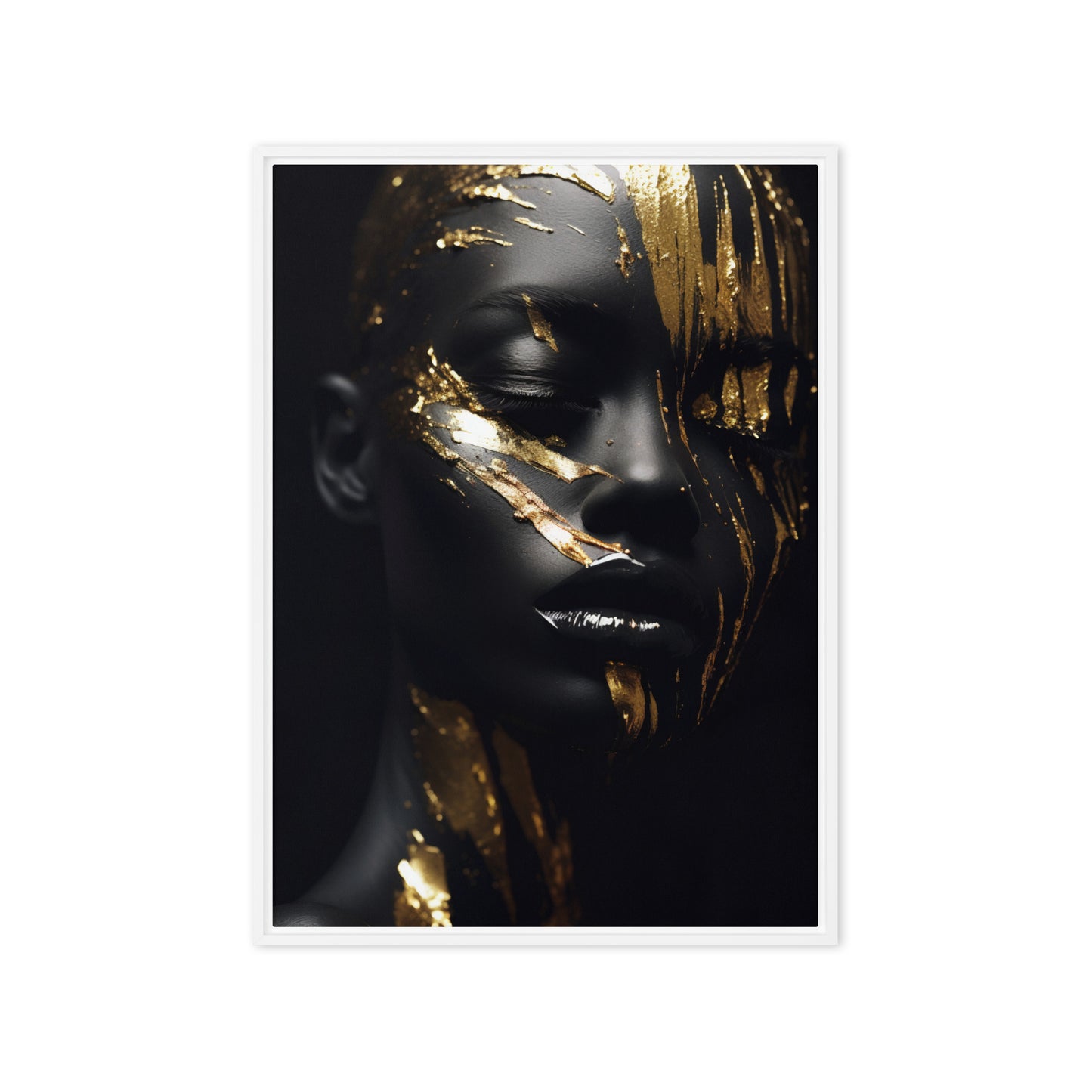 African Woman In Gold Framed Canvass