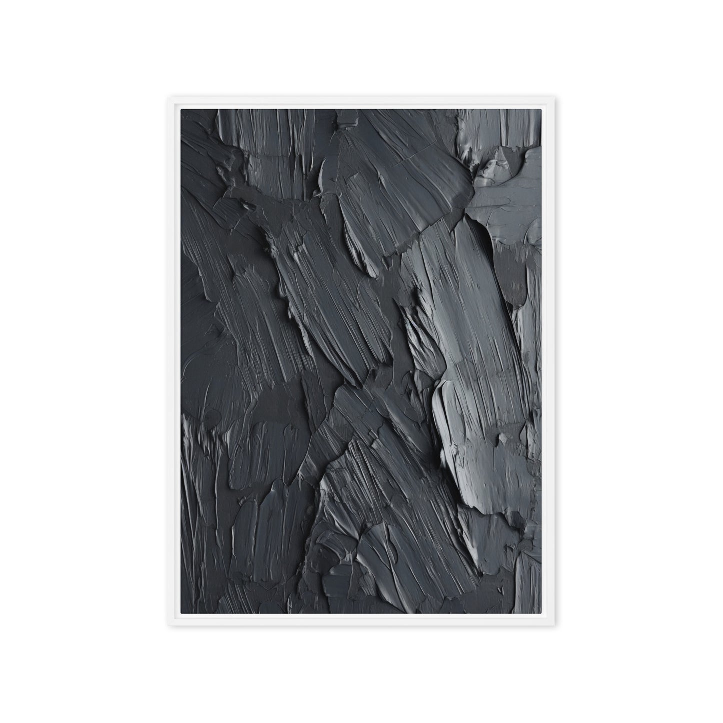 Black Impasto Art Framed Canvas