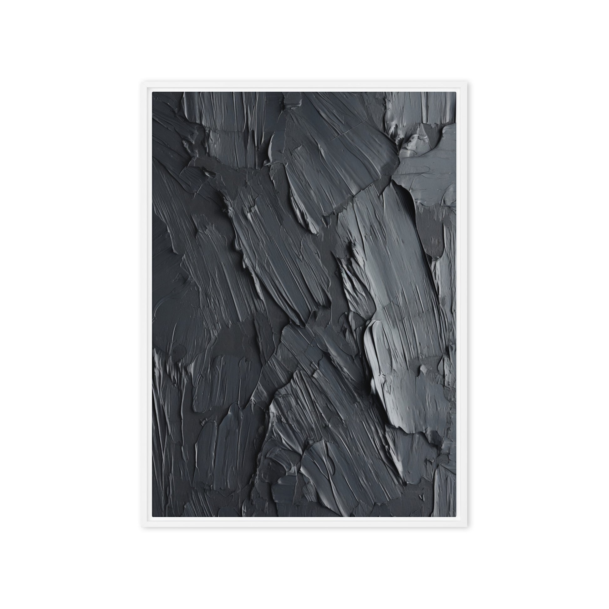 Black Impasto Art Framed Canvas