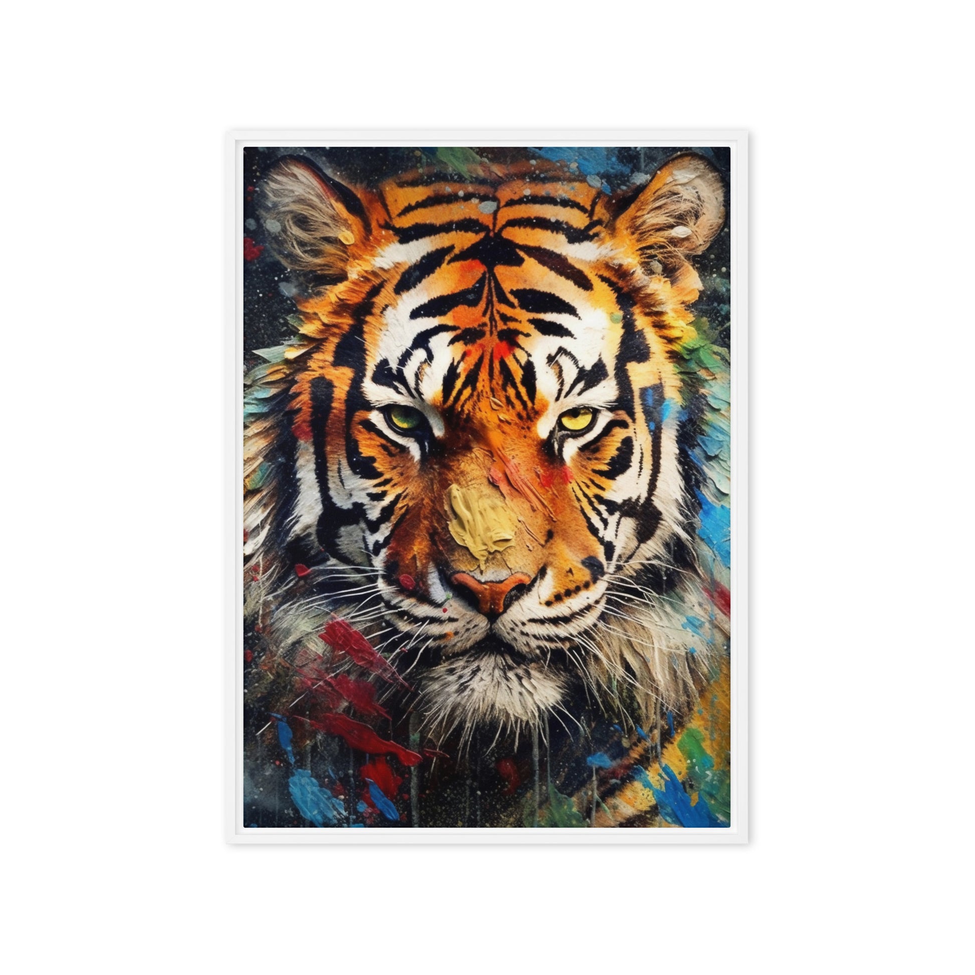 Colorful Tiger Modern Art Framed Canvas