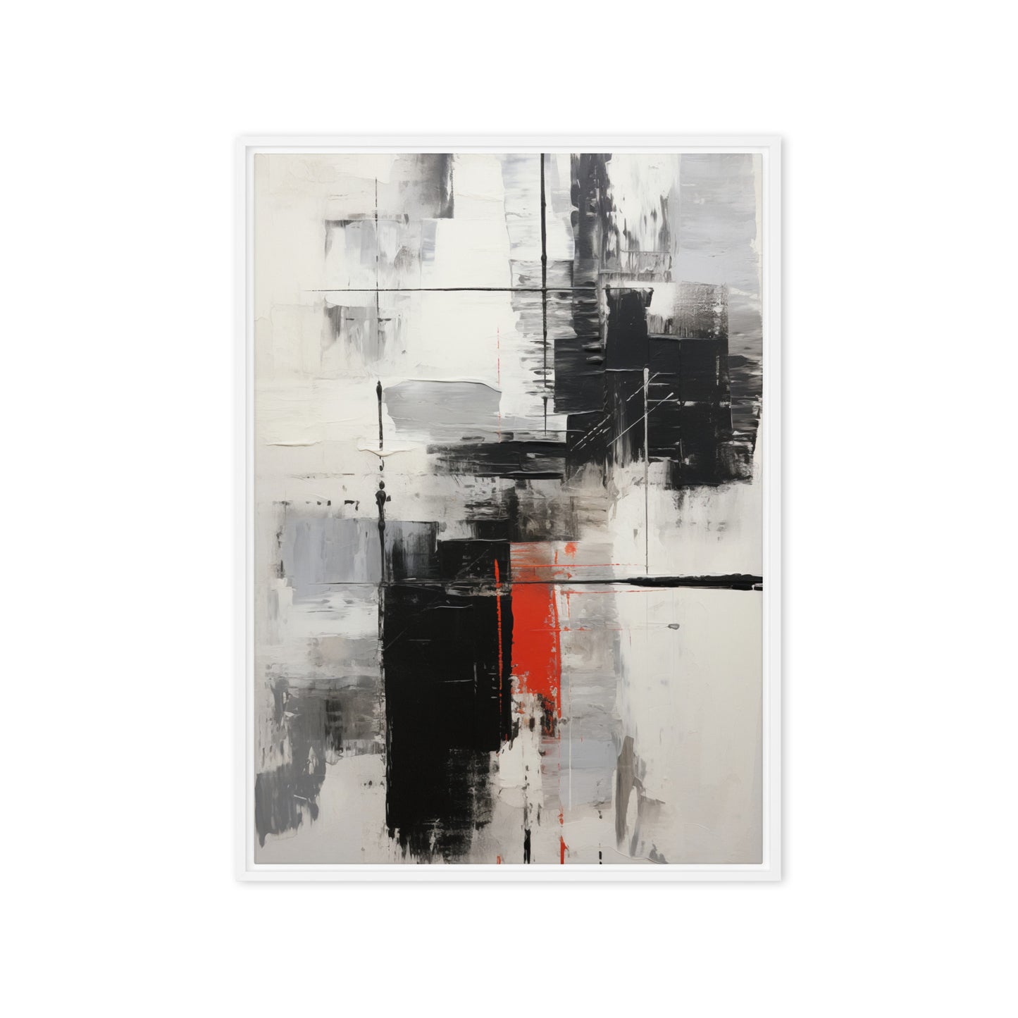 Black White Red Modern Art Framed Canvas