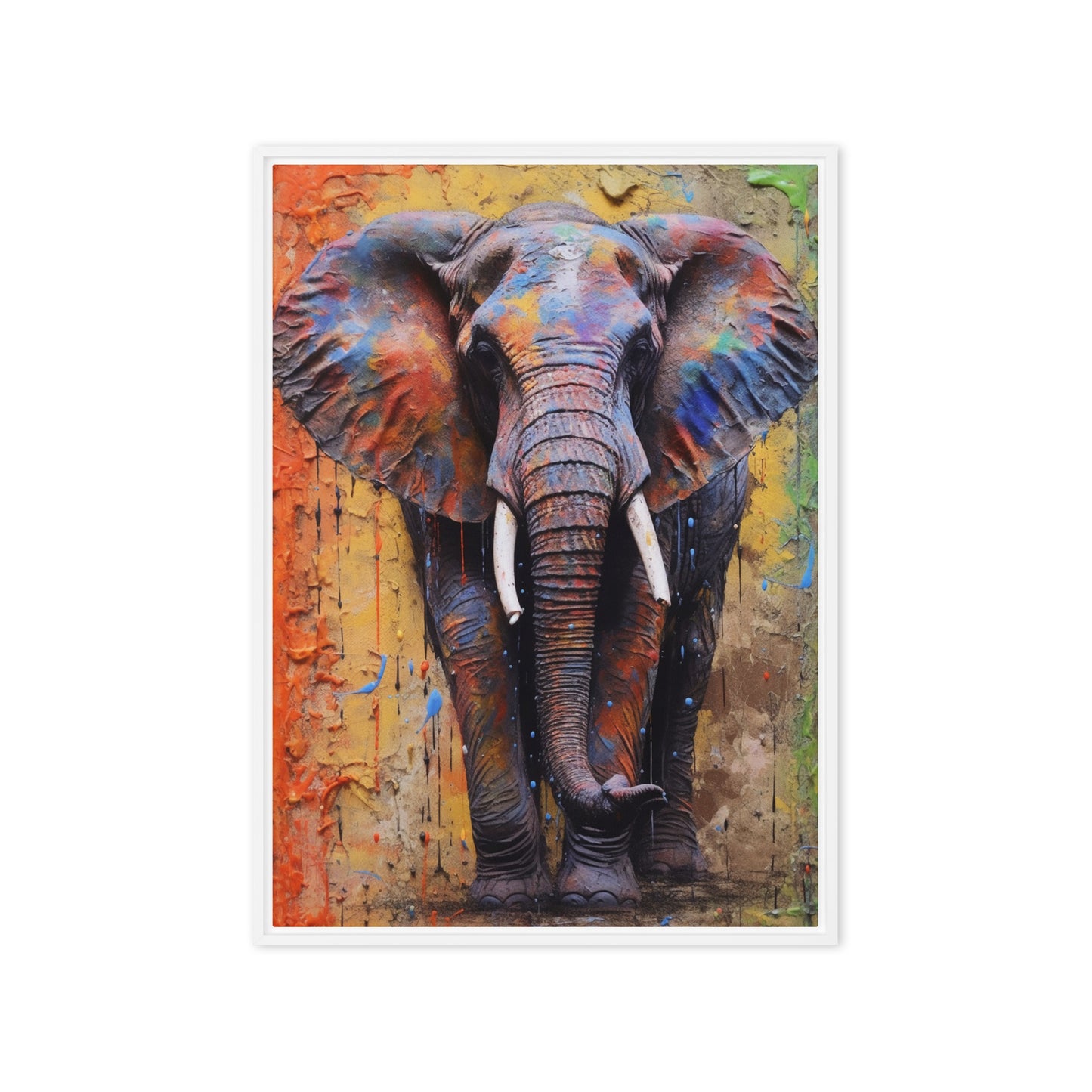 Colorful Elephant Framed Canvas