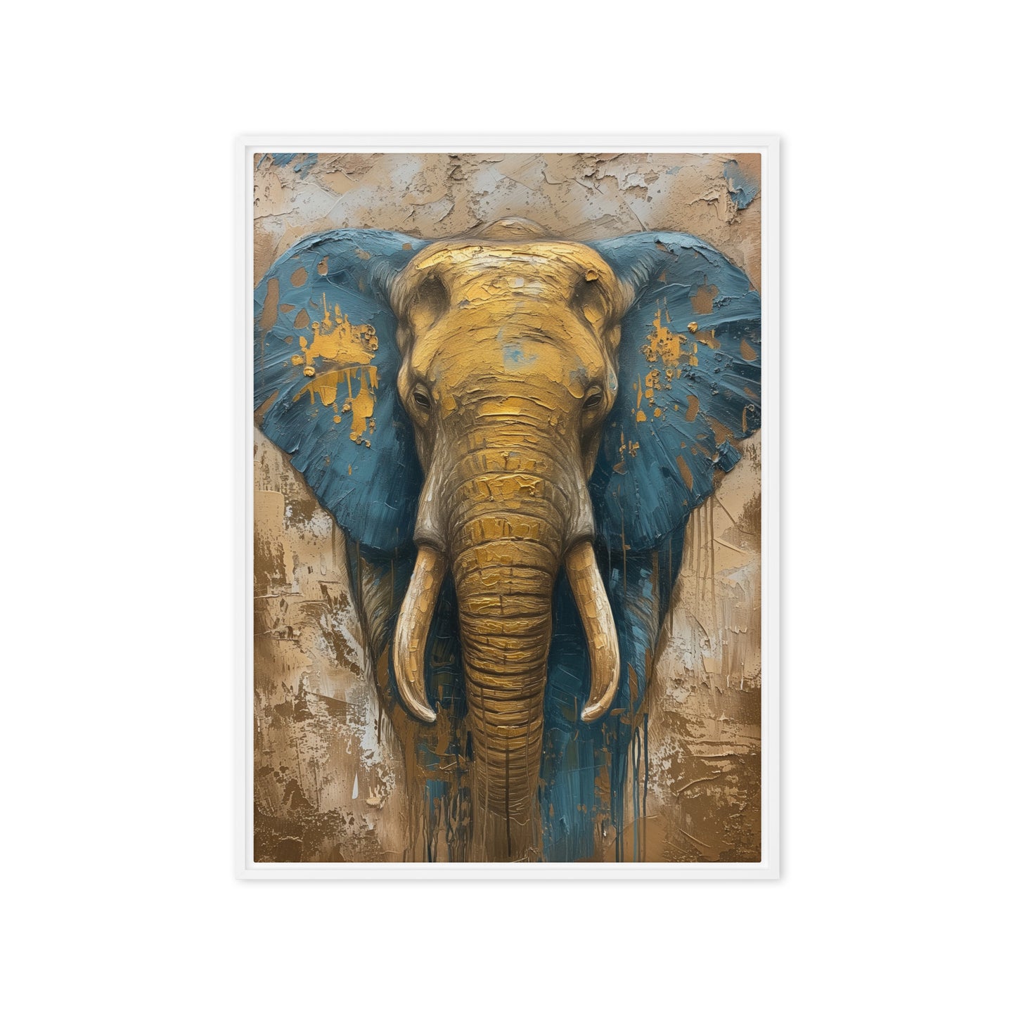 Elephant In Gold Modern Art Framed Canvas