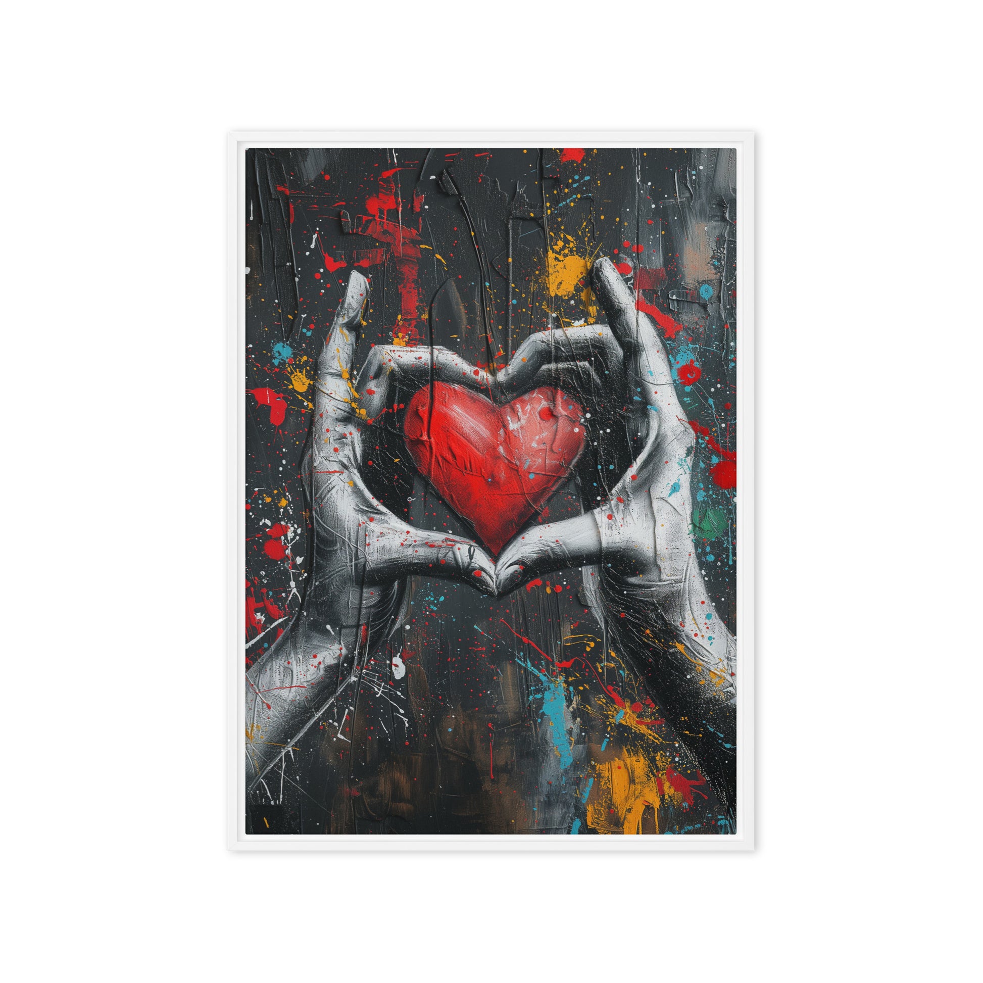 Heart Graffiti Art Framed Canvas