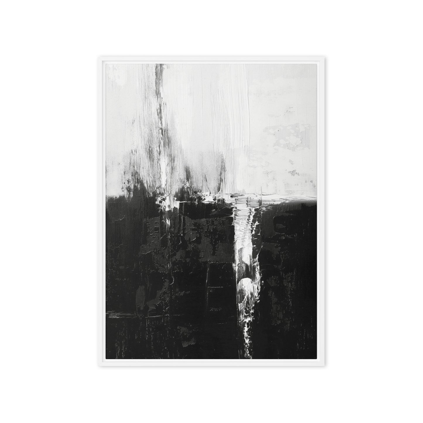 Black White Abstract Art Framed Canvas