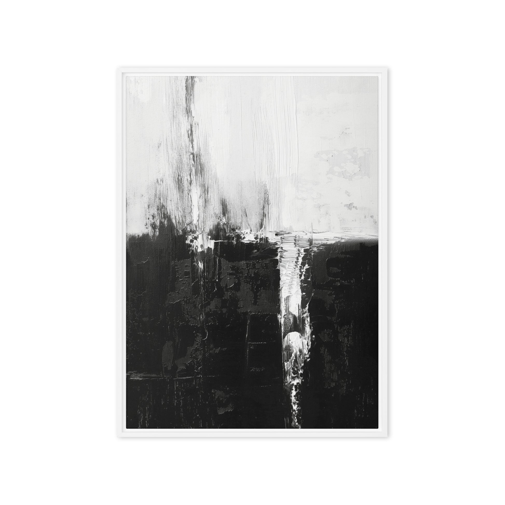 Black White Abstract Art Framed Canvas