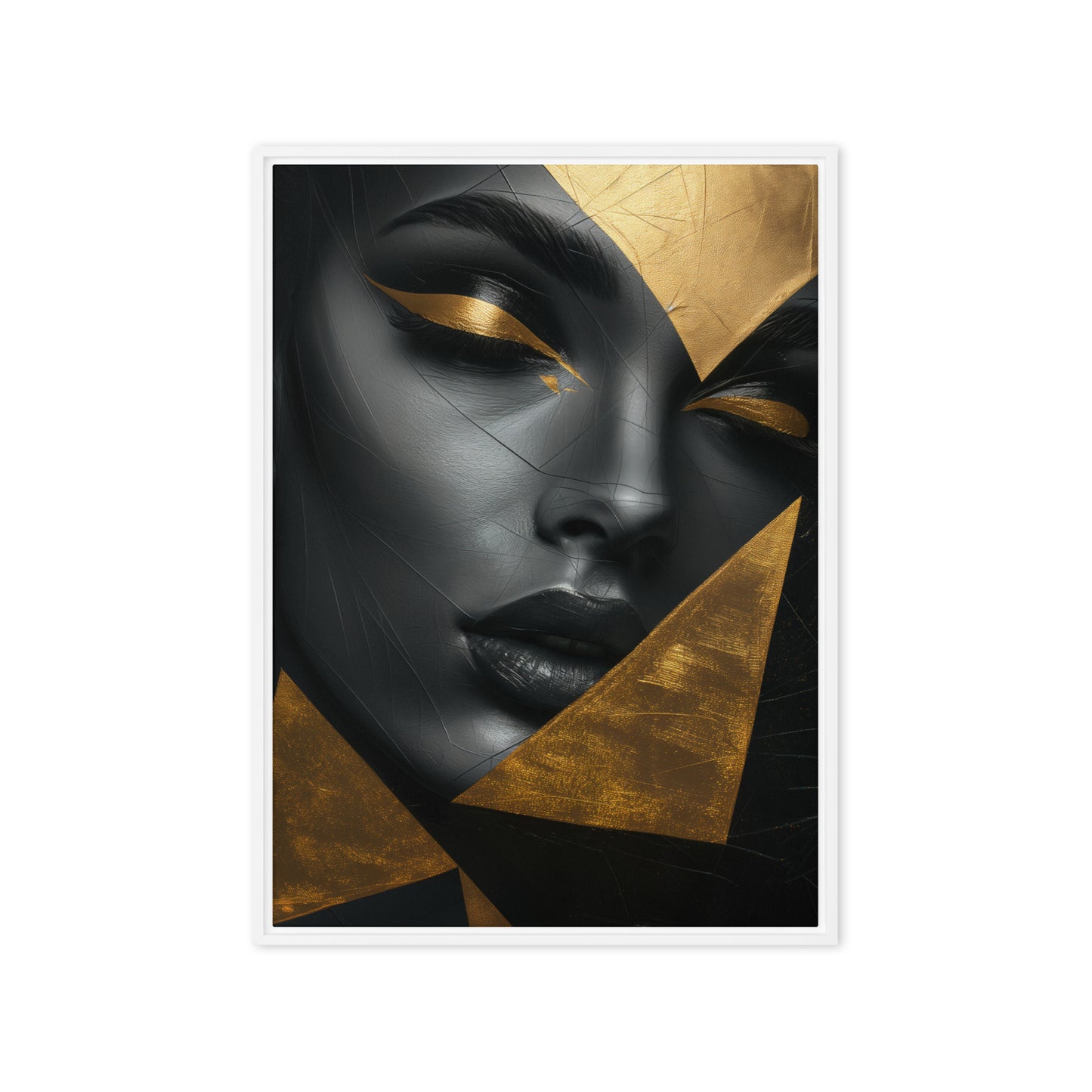 Woman In Gold Triangles Framed Canvas