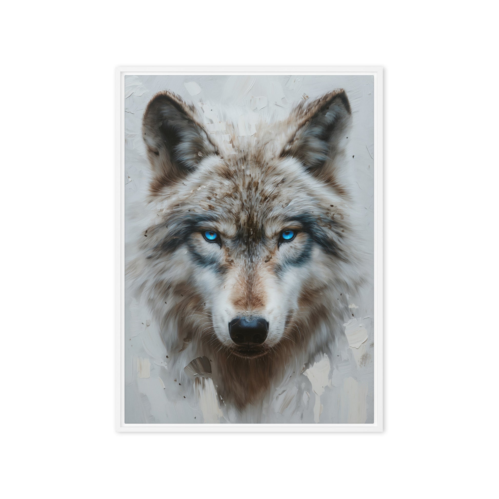 Blue Eyed Wolf Modern Art Framed Canvas