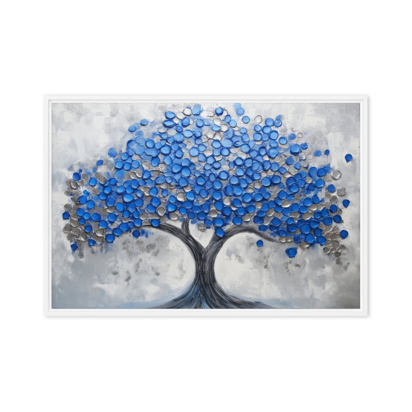 Blue Tree Modern Art Framed Canvas