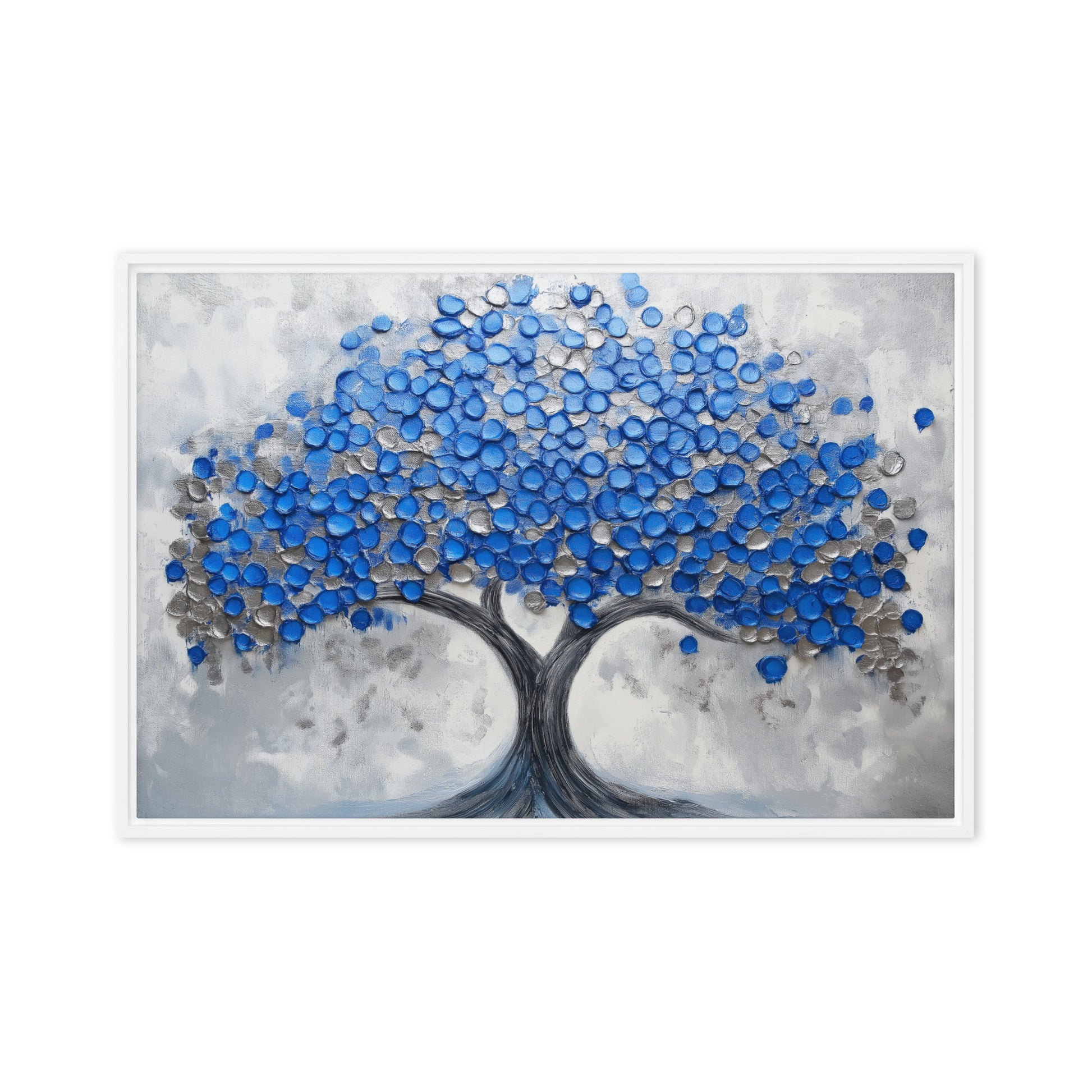 Blue Tree Modern Art Framed Canvas