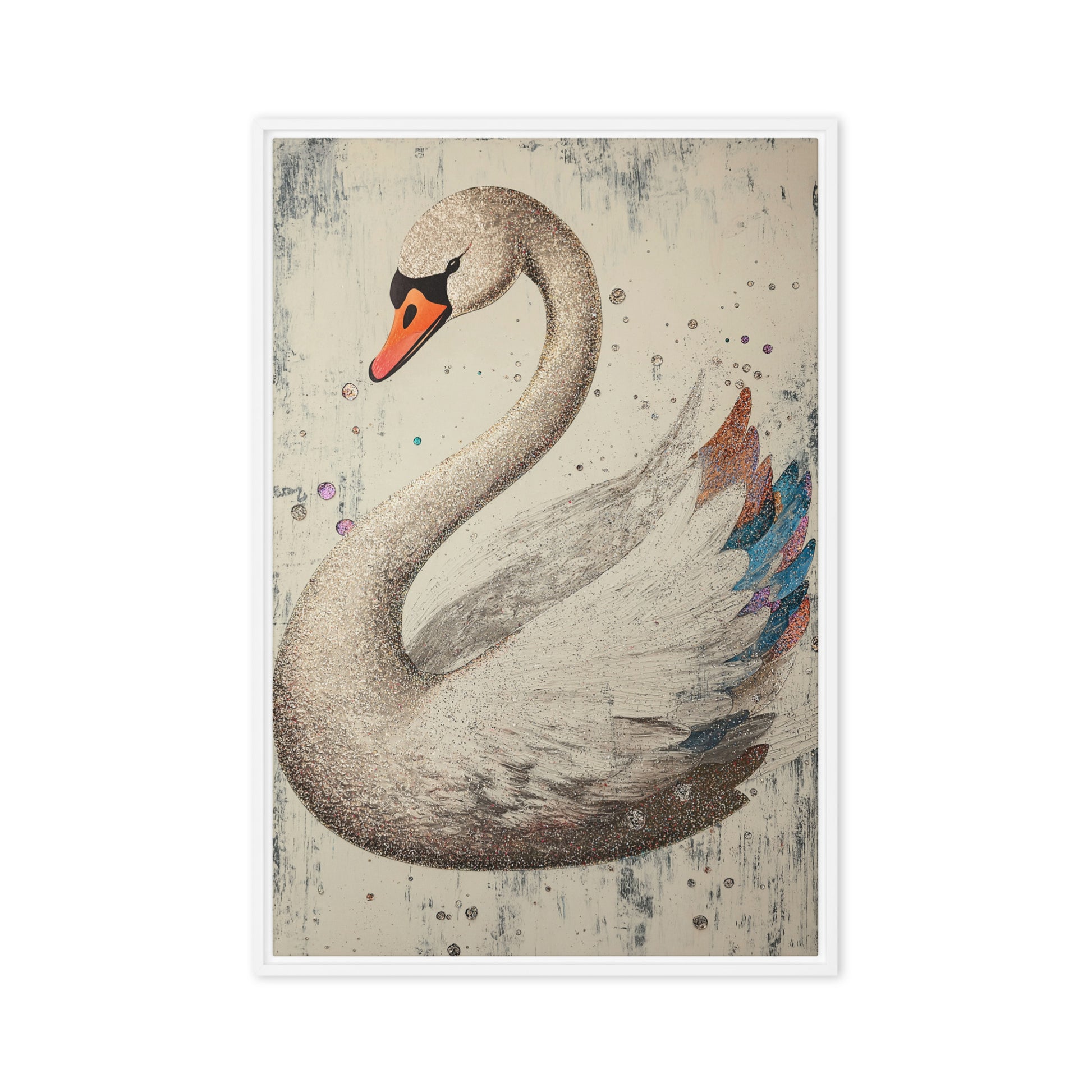 White Swan Modern Art Framed Canvas