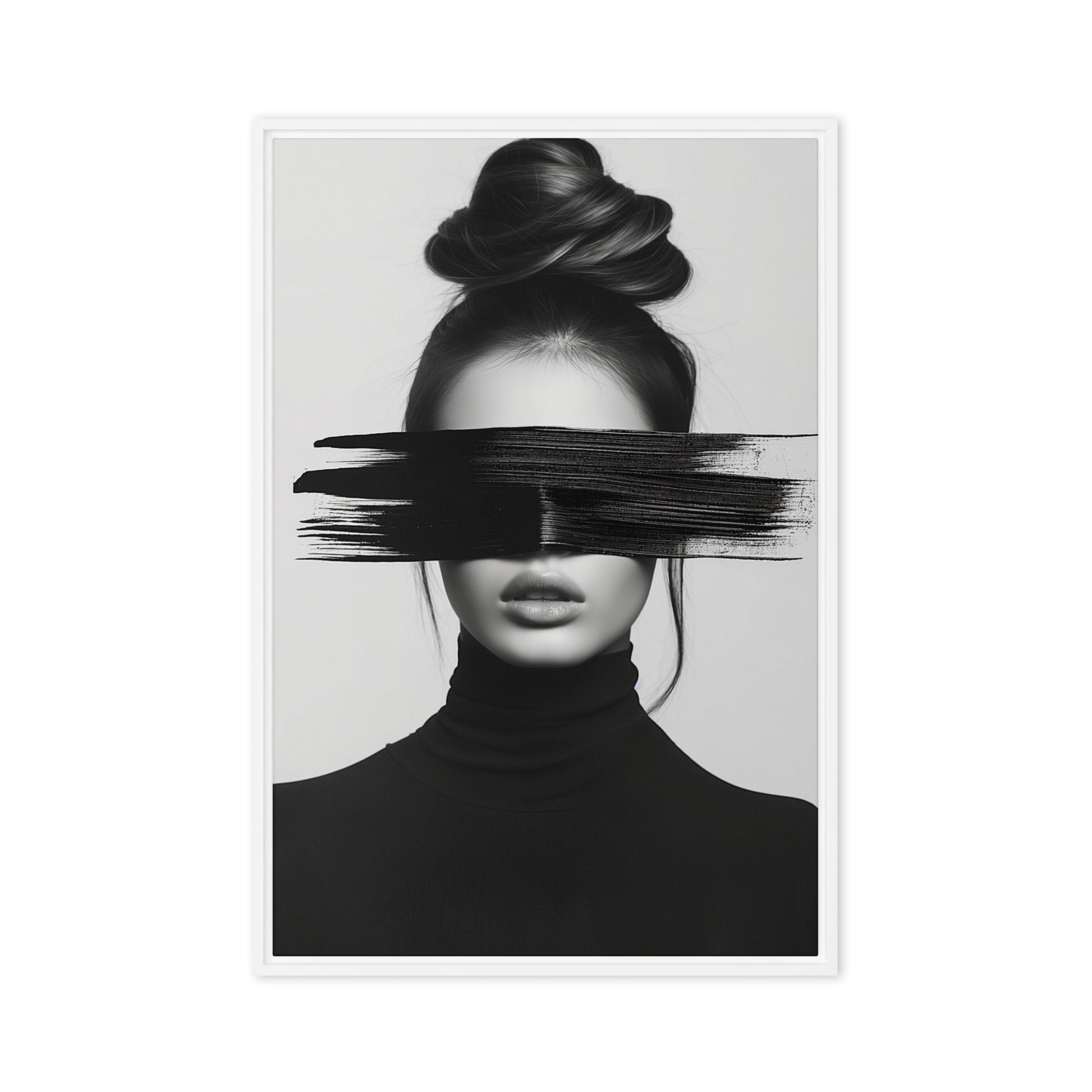Woman Portrait Minimalist Art Framed Canvas