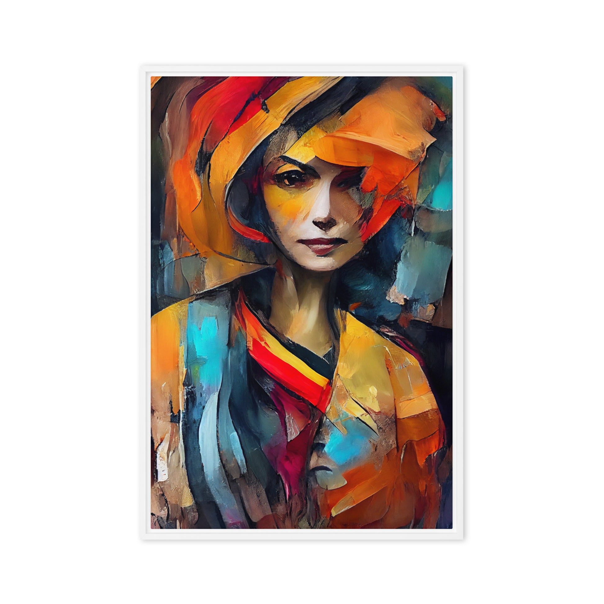 Woman Colorful Abstract Art Framed Canvas