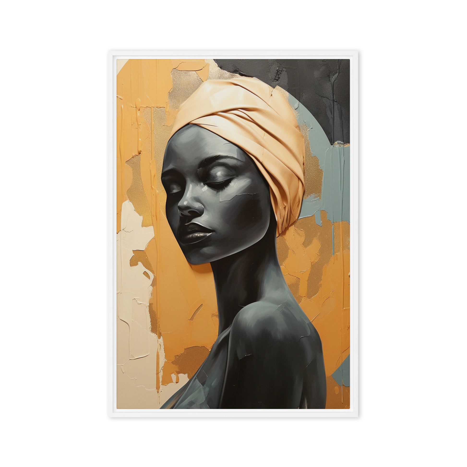 African Woman Abstract Art Framed Canvas