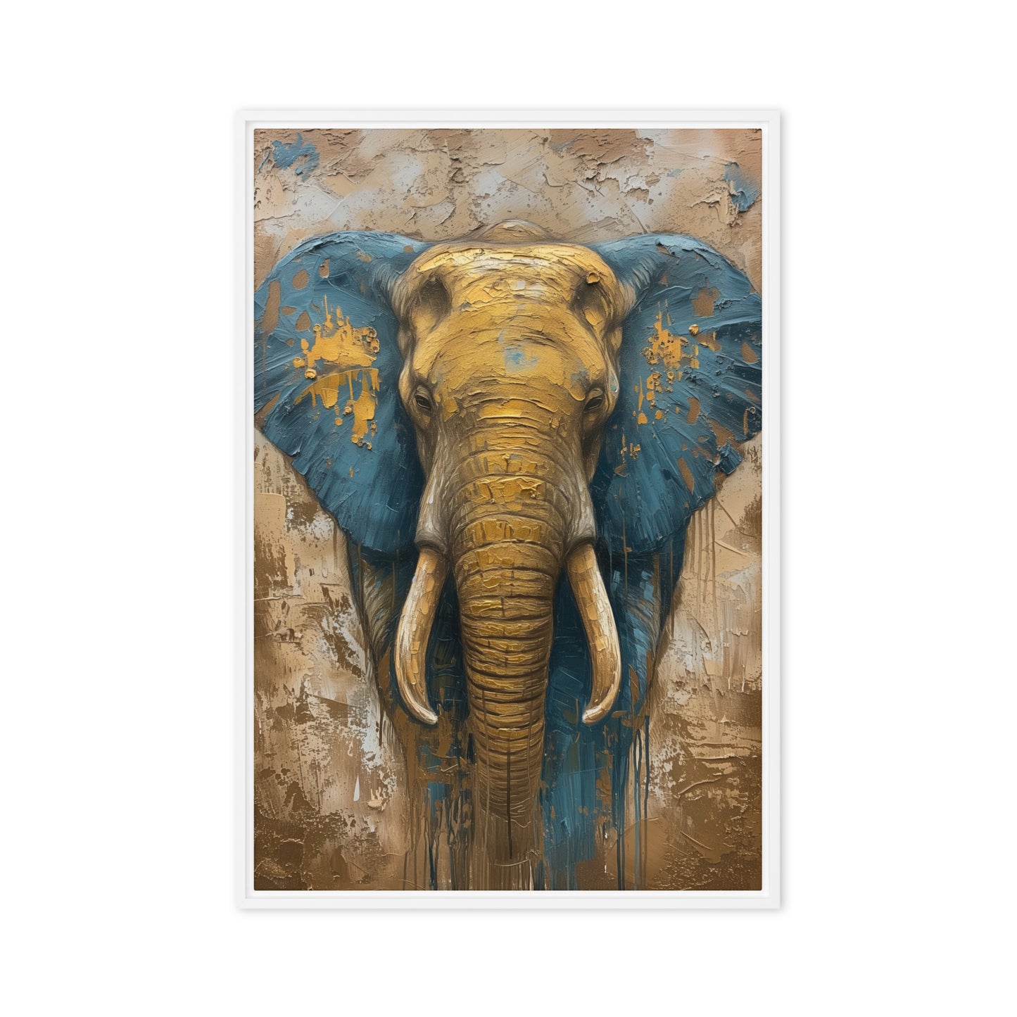 Elephant In Gold Modern Art Framed Canvas