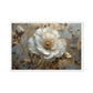 White and Gold Flowers Floral Art Framed Canvas
