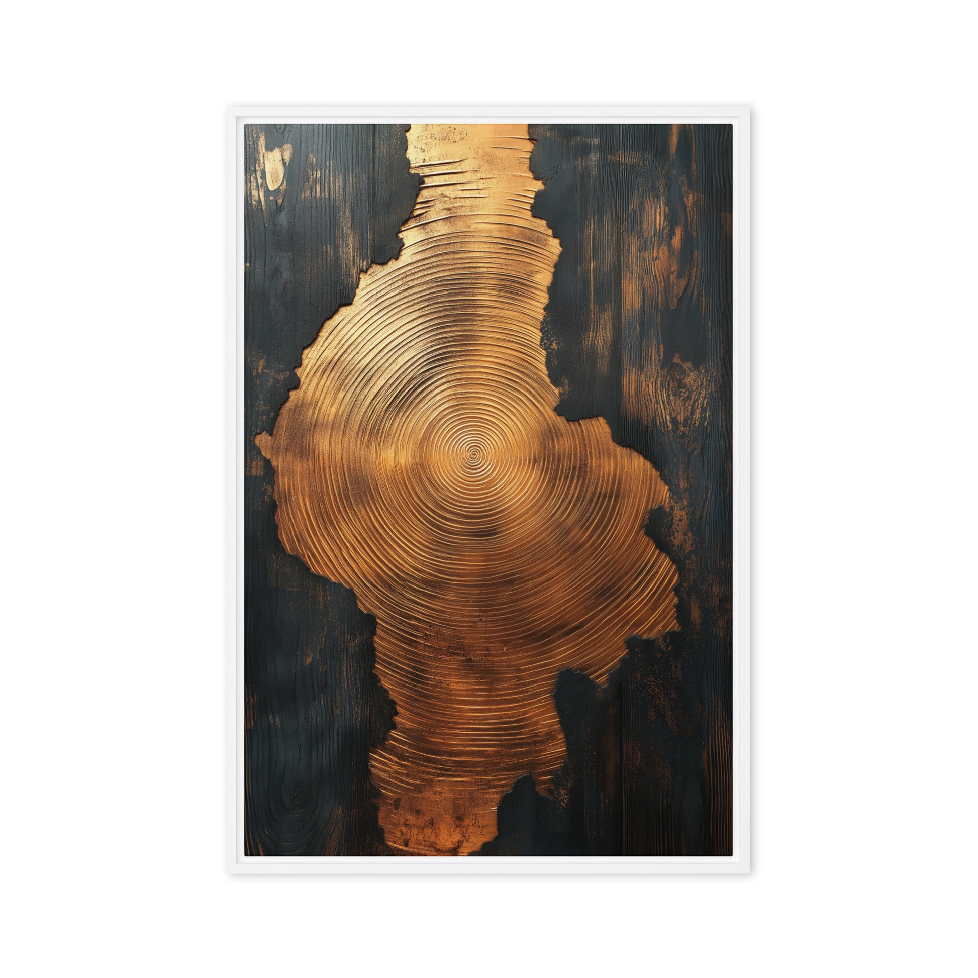 Golden Spiral Wood Art Framed Canvas