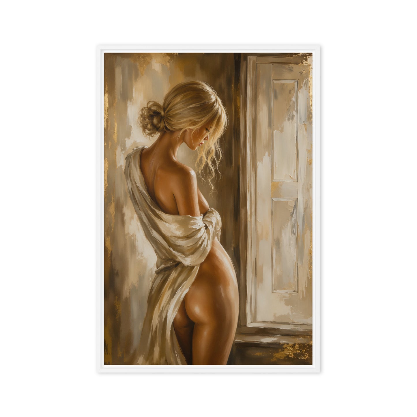 Blonde Woman Sensual Art Framed Canvas - PaintFu