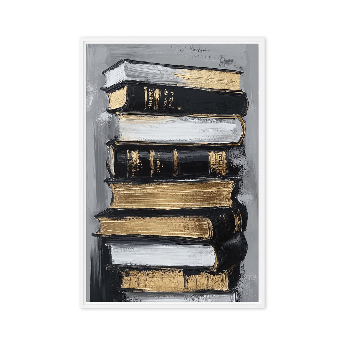 Stack of Books Modern Art Framed Canvas