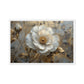 White and Gold Flowers Floral Art Framed Canvas