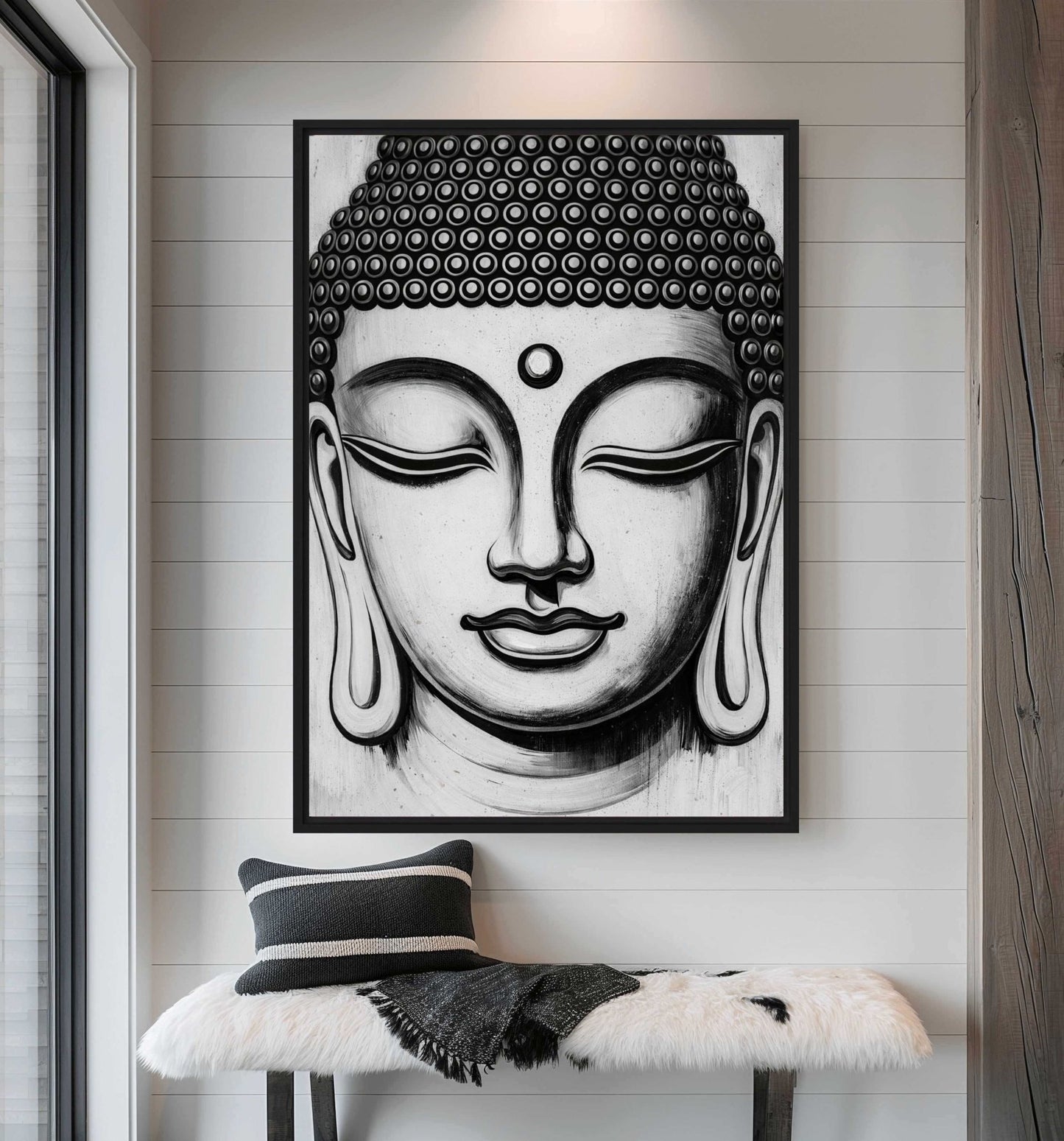 Black and White Buddha Spiritual Art Digital Print - PaintFu