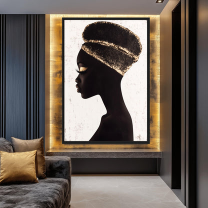 Black Woman African Art Canvas Print Detail | PaintFu