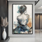 Woman Line & Watercolor Art Digital Print