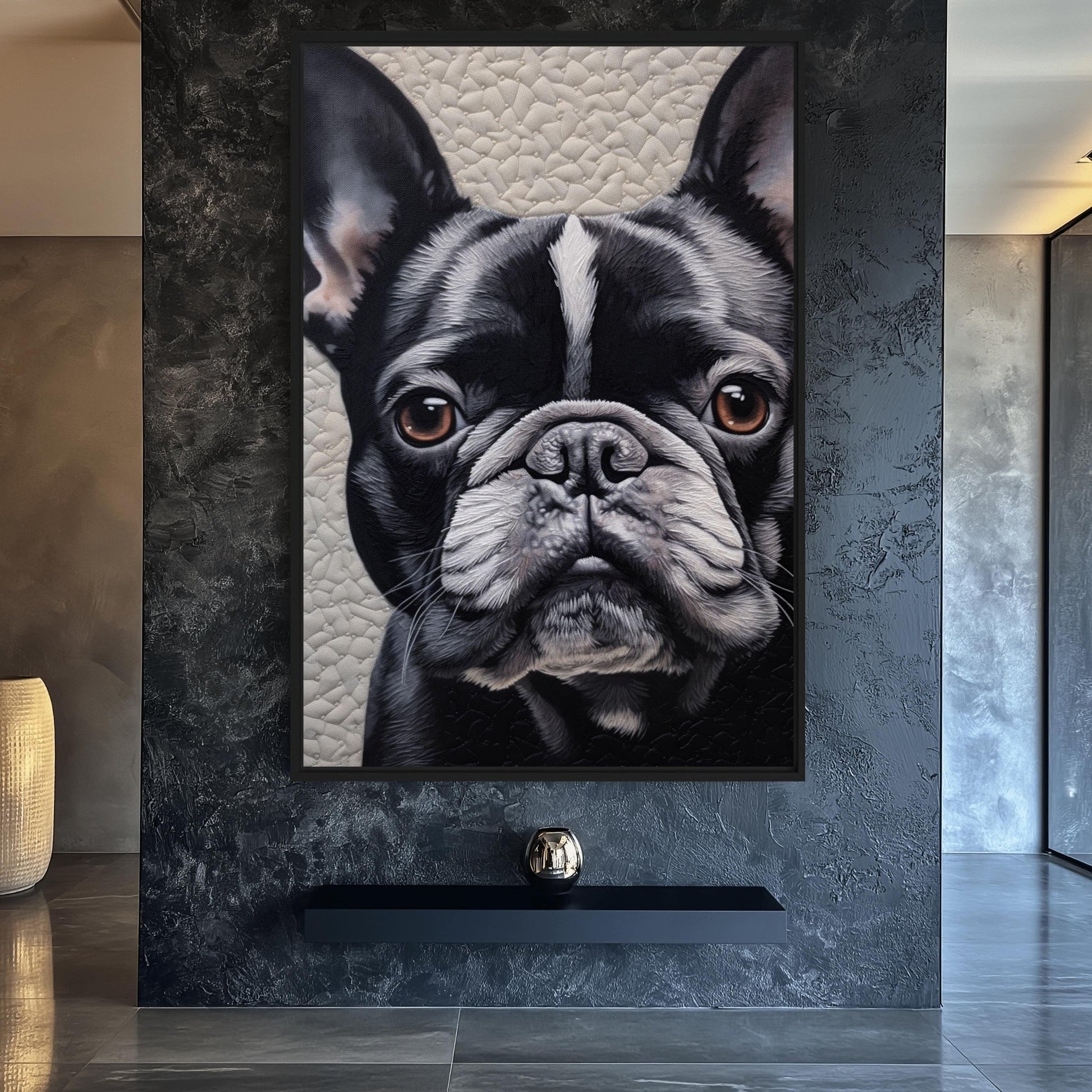 Cute French Bulldog Framed Canvas